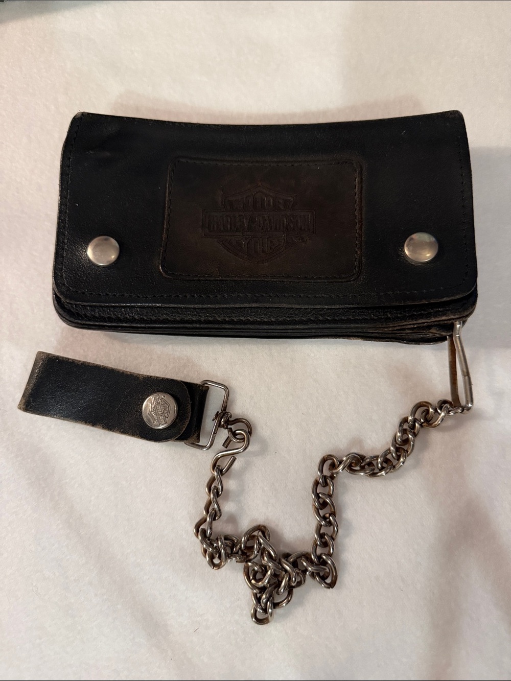 Black Leather HD Harley Davidson vintage Men’s Wallet with Chain